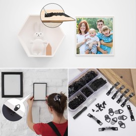 251pcs Picture Hanging Kit Sawtooth Picture Hangers D Ring Picture Hooks with Screws Set Wall Picture Frame Hooks Metal Picture Hanging Hangers for Home Office Picture Hanging - Black
