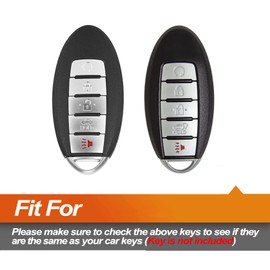 EYANBIS Silicone Key Fob Cover Fit for Nissan Armada Murano Rogue Maxima Altima Pathfinder Sentra Versa Infiniti Q50 Q60 QX50 QX80 | Car Accessories | Remote Key Protection Case - Black & Red