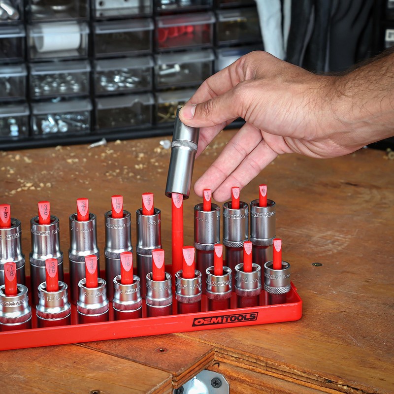 OEMTOOLS 22237 6 Piece SAE and Metric Socket Tray Set,