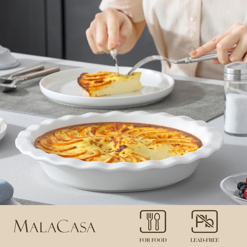 MALACASA Ceramic Pie Pan, Pie Pan for Baking 9 Inch,40