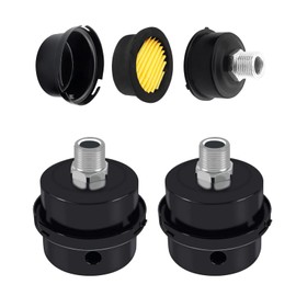 Pack of 2 Compressor Silencer Filter, Silencer for Air Compressor, Thread Air Compressor Filter, 3/8 Inch 16 mm Thread, Black Metal Intake Filter, for Air Compressor Filter, Air Compressor