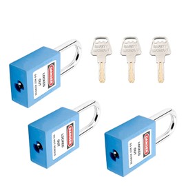 MroMax Lockout Tagout Locks, Loto Locks Keyed Alike – Nylon Lock Out Tag Out Steel Shackle Blue Safety Padlock 3Pcs
