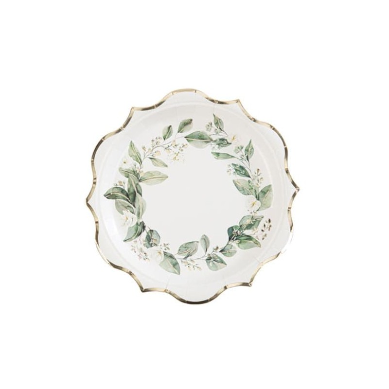 Luck and Luck 8 Green Botanical Leaf Paper Plates With