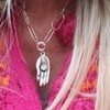 Cybche Gothic Hamsa Hand Necklace Choker Silver Metal Hand Palm