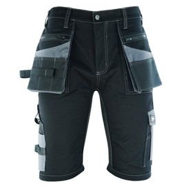 SparkX Work Shorts Men – Heavy Duty Workwear Multi Holster Pockets, Utility & Safety Combat Cargo Summer Shorts- Triple Stitched, Breathable & Anti-Odour – Black