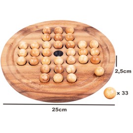 Engelhart - 350470 - Wooden Solitaire - Peg Solitaire - Wooden Thinking Game - Includes 33 Wooden Balls - Size L - 1 Player - Ages 6 and Up