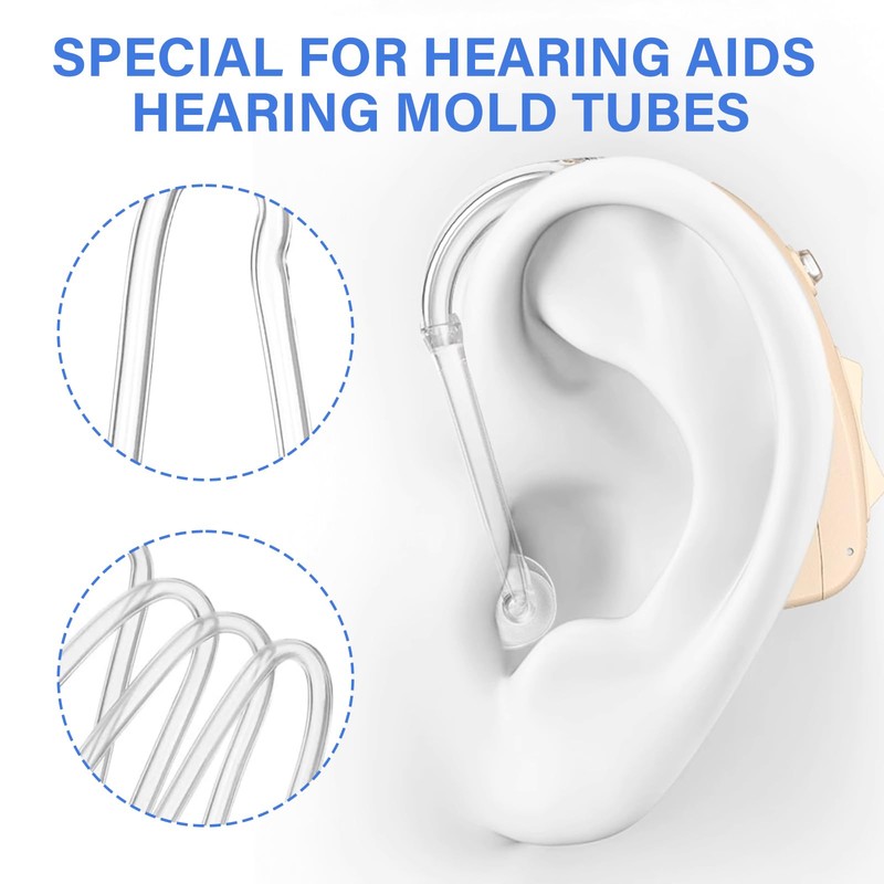 Leogony 10PCS Hearing Aid Tubes Replacement, PVC Lightweigh Flexible Hearing