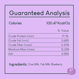 YAK9 Cheese Dog Chews, High Protein Dog Treats, Natural, Rawhide Free, Long Lasting Dog Chews with Vitamin C, Iron, Calcium & Magnesium, Dog Treats for Medium Breeds Under 75 Lbs, Blueberry, 1 Piece