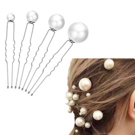 Pearl Hairpins, 32PCS Wedding Pearl Hair Pins Set with U Shape Barrette for Bride, Bridesmaid, Women & Girls - Silver