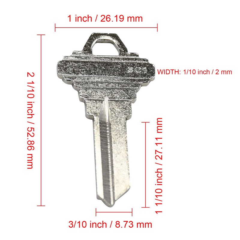 Brass SC1 Key Blanks Uncut Keys for Home and Professional