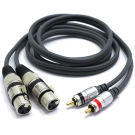 VITALCO 2x XLR Female to 2x RCA Stereo Cable 3 m Microphone Cable 3-Pin to RCA Adapter