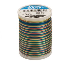 Sulky Of America 268d 40wt 2-Ply Variegated Rayon Thread, 850 yd, Green/Coral/Blue/Yellow