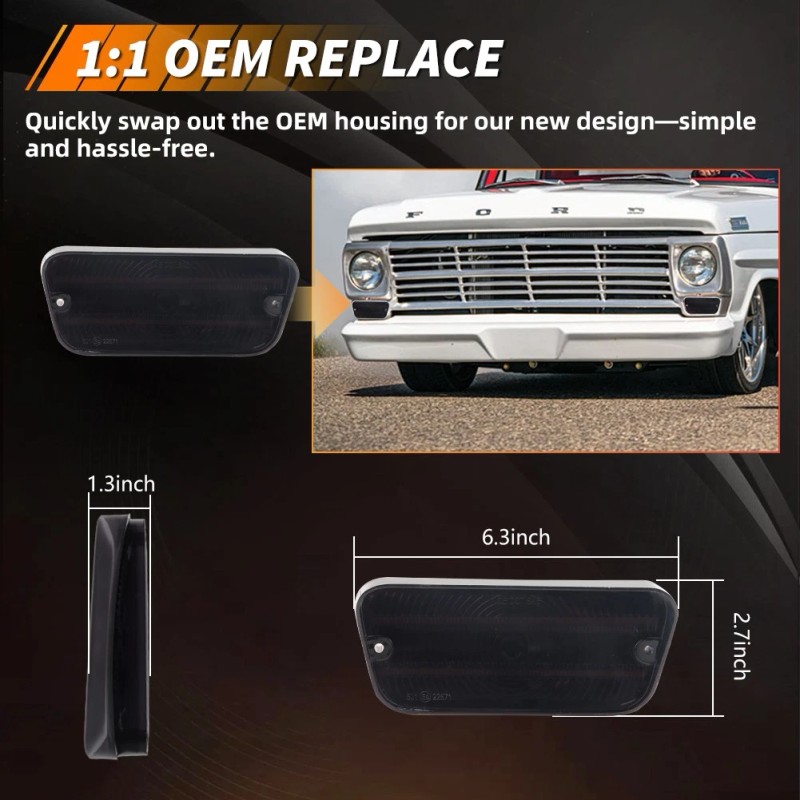 OFFKAT 2X Smoke Switchback LED Front Parking Signal Light For