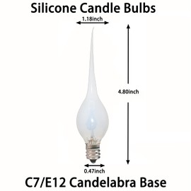 Abeja Flicker Flame Light Bulb, Silicone Dipped Candle Light Bulb, 1 Watt Country Style Silicone Light Bulbs for Electric Window Candles, Chandelier, E12 Candelabra Base (12 Pack)