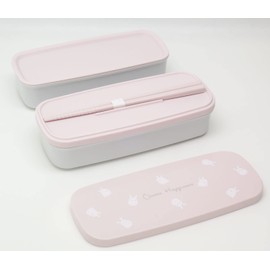 OSK PW-28K Choose Happiness Lunch Box, 2 Tiers (with Divider), Made in Japan, Pink