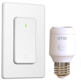 UTOI Remote Control Light Bulb Socket with Remote, 656ft Range Wireless Light Switch for Pull Chain Light Fixture, Ceiling Lights, LED and Incandescent Bulbs, E26 E27 Lamp Holder, Expandable, 500W