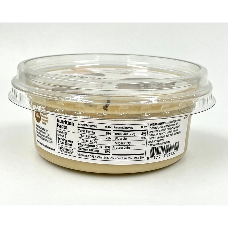 Baba Organic Hummus (8 oz) - USDA Organic, Gluten Free,