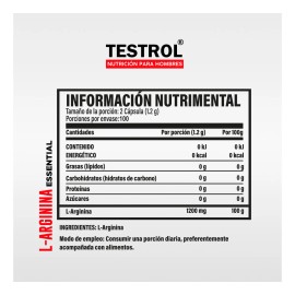 Testrol Essential Arginina Carnitina 200 Cpsulas Cu Sin Sabor