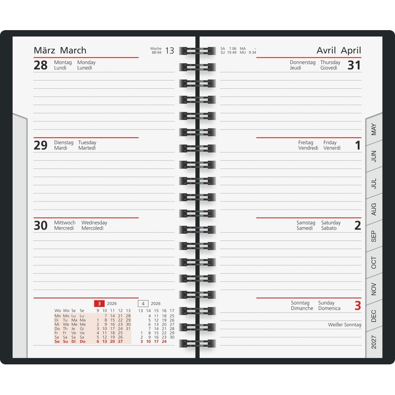 rido/idé Pocket Calendar Model Pocket Planner Int. 2026 | A6,