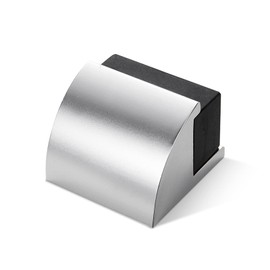 Door Stoppers, Floor Mounted Door Stops Rubber Black Door Stop Modern Chrome Silver Door Stopper Solid Metal Doorstop Wall Protector with Bumper Buffer and Fixings, 1 Pack