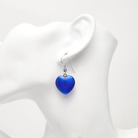 Handgemachte natürliche Edelstein Herzform Sterling Silber Tropfen Ohrringe - Geschenkideen für Frauen und Mädchen (Königsblau)