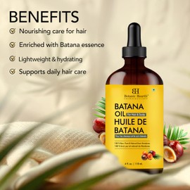 Botanic Hearth Dr Sebi Batana Oil for Hair Growth- Weightless (Glass bottle 4 fl oz) | 100% Pure & Unrefined Oils from Honduras, Lightweight Summer Hair Oil for Strengthening & Volumizing - Hair Tonic