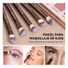 18 Brochas De Maquillaje Profesionales Alta Calidad Color Marrón Oscuro