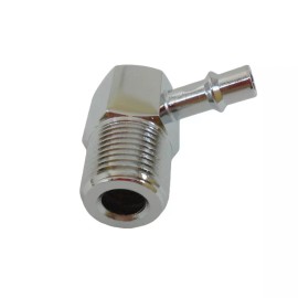 HRC 90 Degree Intake Manifold Vacuum Fitting 1/2" NPT to 1/4" Barb Chrome Aluminum