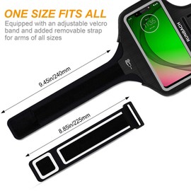 RUNBACH Sweatproof Running Armband for Motorola One Fusion/Edge Series/E7 Power/E7 Plus/G Stylus/G Power/G Play/G9 Play/G9 Plus/G9 Stylus/G30/G10(Black)