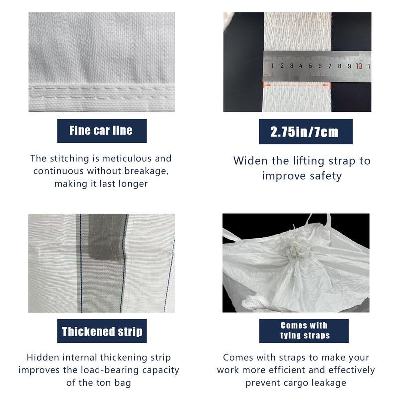 S-Helper FIBC Bulk Bags - 2650 lbs Capacity, 39x39x39 inches,