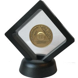 RecoveryChip AA Medallion with Black Diamond Medallion Coin Chip Display Stand Holder Magic Suspension Box