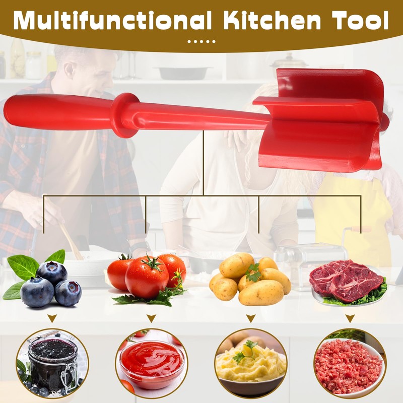 Auvotuis Meat Masher, 5 Curve Blade Hamburger Chopper, Heat Resistant