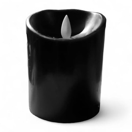 4 Inch Black Real Wax Electric Swing Flameless Candle - NO Orange Flame. Realistic Flame Effects. Real Wax Candle.