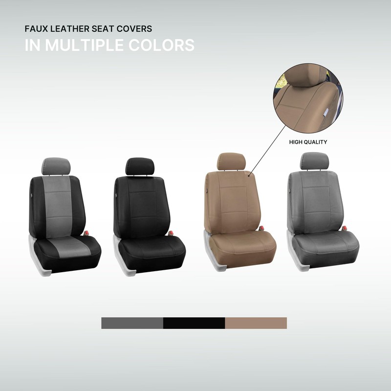FH Group Front Set Faux Leather Car Seat Covers for