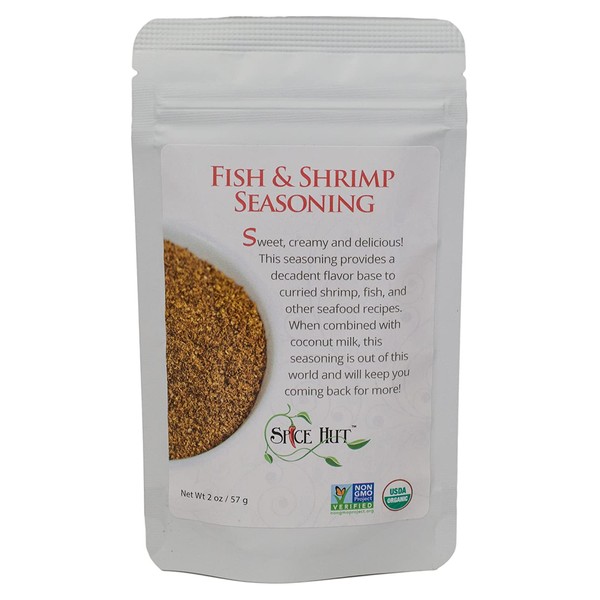 The Spice Hut Organic Fish & Shrimp Seasoning, Seafood Variety Spice Blend, 2 ounce, Small Pouch – Salt Free