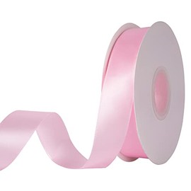KSRIGHT 1 inch（2.54cm Wide) x 50 Yards Double Faced Pink Polyester Satin Ribbon for Gift Wrapping,Wedding Decoration, Bows Making, Sewing, DIY Crafts