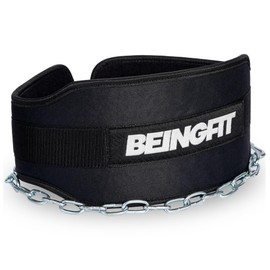 Beingfit Dip Belt, Chinning, Dip Belt, Weight Belt with Chain, Training Belt, Dip Squat Weight Belt, For Men and Women, Chin Up Belt