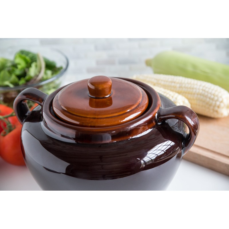 Fox Run 0350 Stoneware Bean Pot, 9.75", Brown