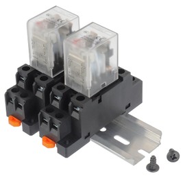 EPLZON AC 12V Electromagnetic Power Relay HH52P JQX-13FL 62PL Coil 8 Pin 10A DPDT LED Indicator with Plug-in Terminal Socket and DIN Slotted Aluminum Rail