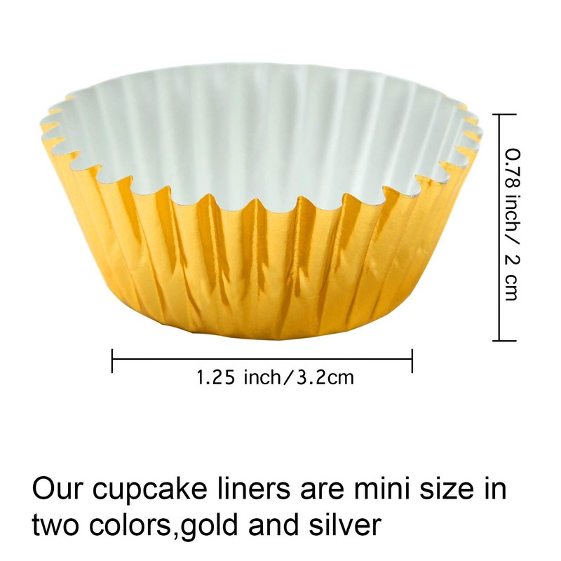 Elcoho 600 Pieces 1.25 Inch Mini Foil Metallic Cupcake Liners