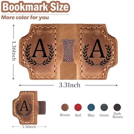 Marcapáginas Bygone Mark con Soporte para Lápiz, 26 Letras Inicial Personalizada, Marcadores Magnéticos de Cuero para Hombres Mujeres, Accesorios para