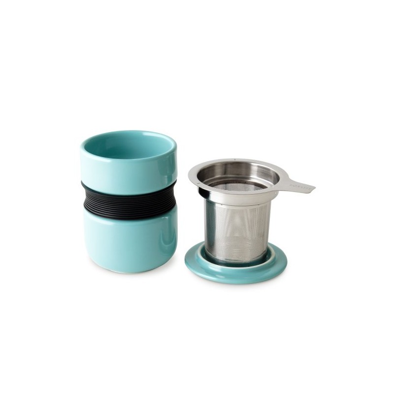 FORLIFE Curve Asian Style Porcelain Tea Cup with Infuser and