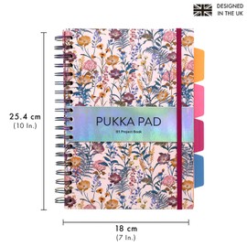 Pukka Pads Bloom B5 Hardcover Project Book, Floral Cover, 9496-BLM, Black