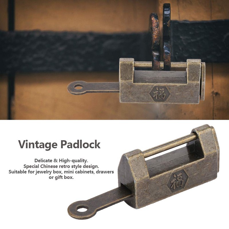 Chinese Vintage Padlock Antique Retro Style Lock Key Antique Retro