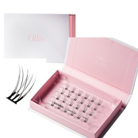 Ollio Single Glue-Free Partial False Eyelashes, 24 Bundles Set, Korean Cosmetics (Natural M, 0.4 inches (10 mm) (3 Bundles))