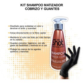 Shampoo Matizador Cabello Cobre Kolor Shot + Par De Guantes