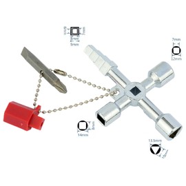 AYWGZL 4 Way Sillcock Key Multi-Functional Water Key for Valve, Faucet & Spigot - Cross Key for Outdoor & Indoor Use (2-Pack)