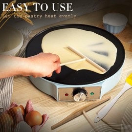 Fzyisw 4-Piece Crepe Distributor Set, Crepe Distributor and Crepe Spatula Made of Beech Wood, Crepe Distributor for Preparing and Turning Crepes, Crepes Accessories, Dough Distributor for Crepes