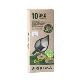 BIOKEMA - Sustainable Citronella Tea Lights - Pack of 10 - Without Metal Tin - No Artificial Chemicals - 100% Recycled Materials