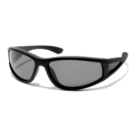 ShadyVEU Slim Floating Frame Mirrored TAC Polarized UV400 Sports Mens Womens Sunglasses (Matte Black Frame/Smoke Lens)